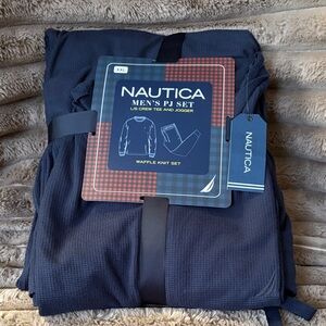 Nautica Men's Dark Blue Waffle Knit PJ Set